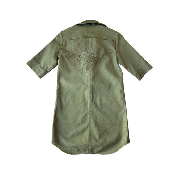 ZADIG & VOLTAIRE Green Military Lace Up Shift Dress With Embroidered Tiger - Picture 7 of 13
